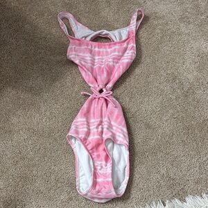 Art Class Pink and White Girls' Swim Suit